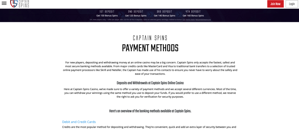 captain spins payments